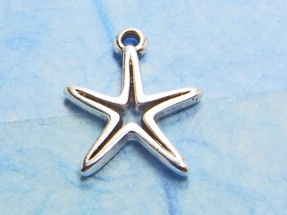 Metall Anhänger, Seestern, 16 mm, versilbert, 1 Stück<br />1,20 €