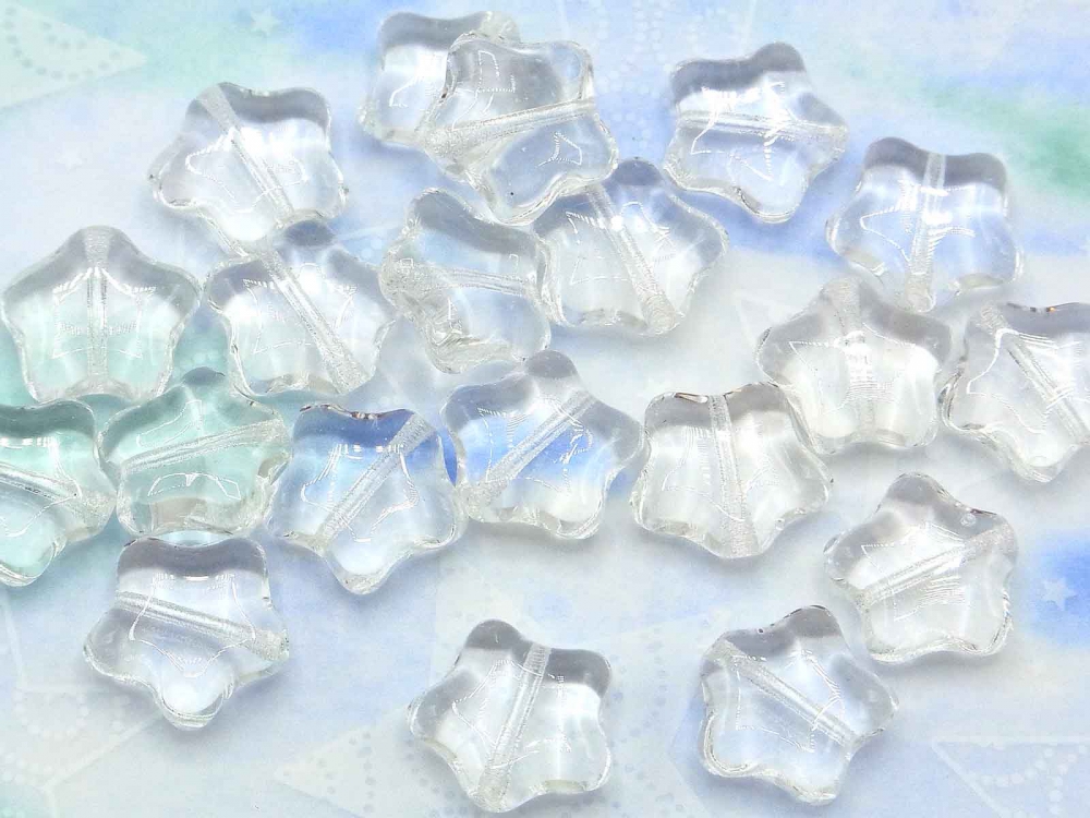 50 x Böhmische Glasperlen, Stern, 8 mm, kristall<br />1,90 €