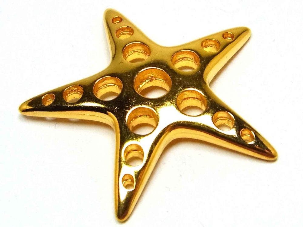 Metallanhänger, großer Stern, 34 mm, vergoldet, 1 Stück<br />3,80 €