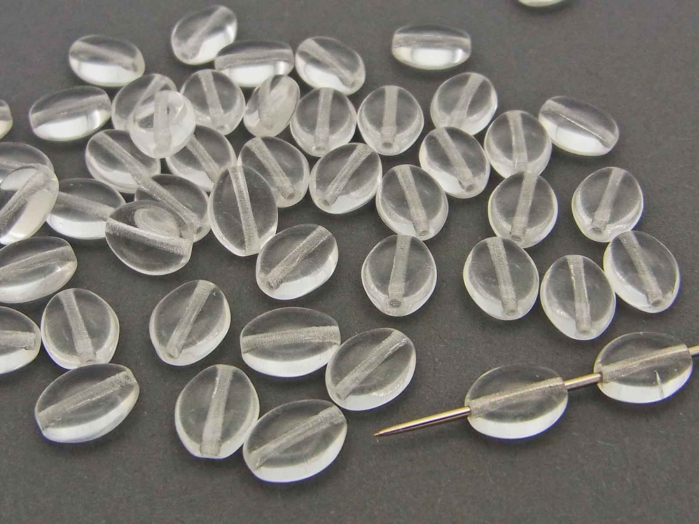 Bild 1 von 100 Böhmische Glasperlen, flach oval, 8 x 6 x 3,5 mm, kristall