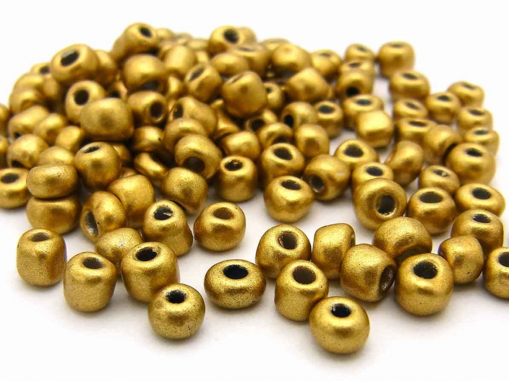 Bild 1 von 20 g  Rocailles,  4 mm, Größe 6/0, Farbe: gold metallic