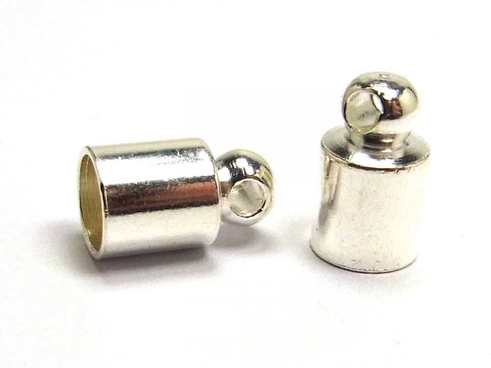 Bild 1 von 2 x Endkappe zum Einkleben, innen 6 mm, versilbert, 2 Stück