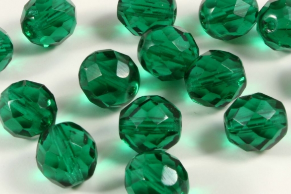Bild 1 von 20 x Böhmische Glasschliffperlen, 8 mm, dunkelgrün emerald