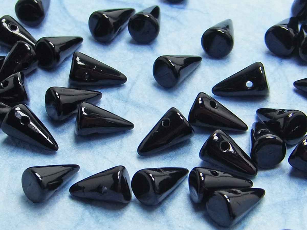 Bild 1 von 100 x Böhmische Glasperlen, Spikes, 8 x 5 mm, schwarz
