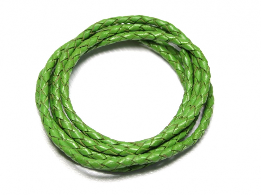 Bild 1 von 1 Meter Geflochtenes Lederband, 3 mm, grün