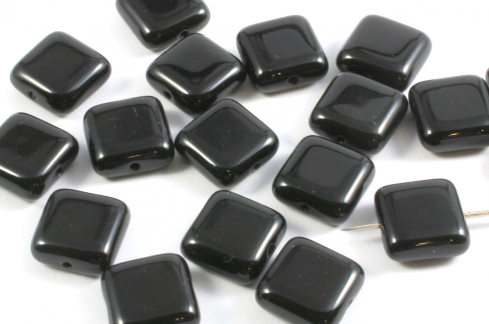 Bild 1 von 20 x Böhmische Glasperlen, Quadrat, 10 mm, schwarz