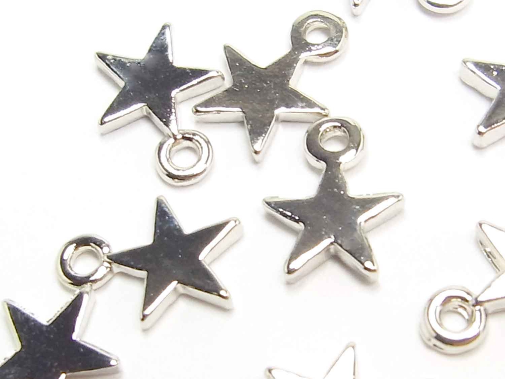 Bild 1 von 10 x Metallanhänger, kleiner Stern, 7 mm, silberfarben