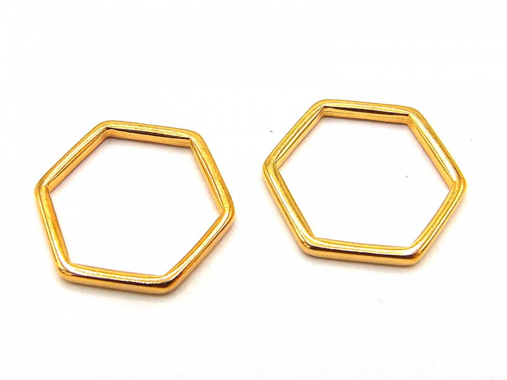 Bild 1 von 2 x Metallanhänger, Hexagon, 16 x 14 mm, vergoldet