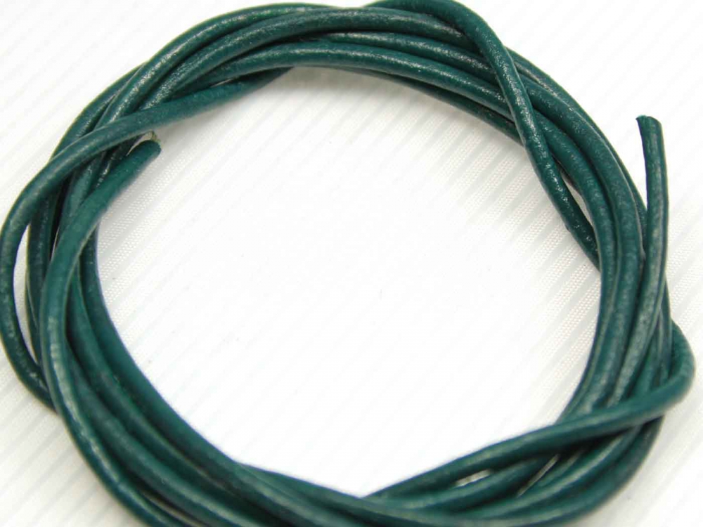 Bild 1 von 1 Meter Lederband, Rundleder, ca. 2 mm, blaugrün