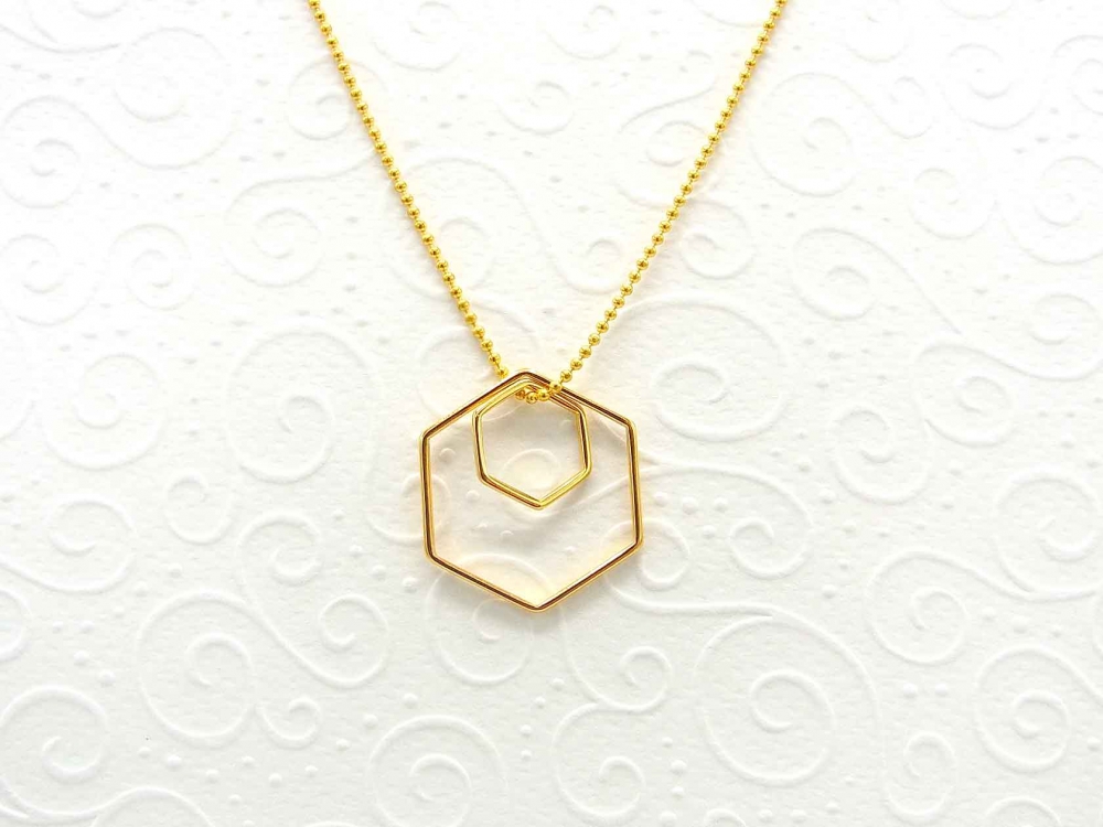 Bild 1 von Metallanhänger, Hexagon, 30 x 26, vergoldet