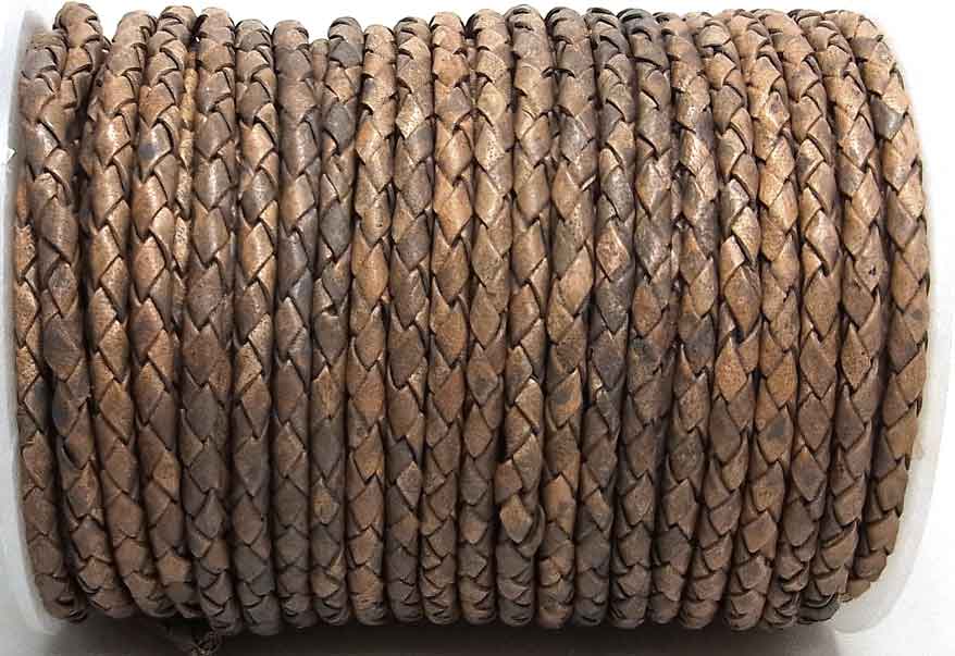 Bild 1 von 1 Meter geflochtenes Lederband, 5 mm, grau vintage