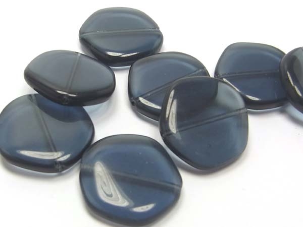 Bild 1 von 15 x Böhmische Glasperlen, große Scheibe, 19 mm,  montana blue