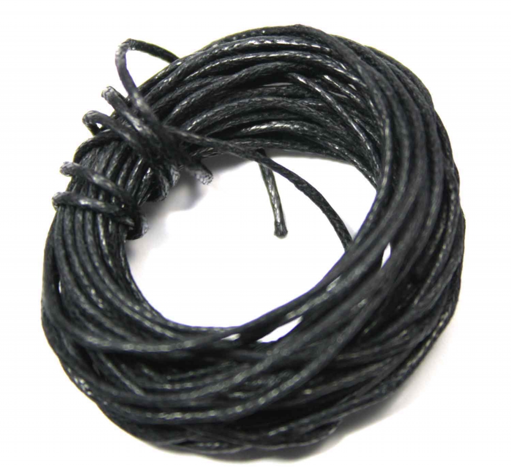 Bild 1 von 10 Meter Gewachstes Baumwollband, Ø 1 mm, schwarz