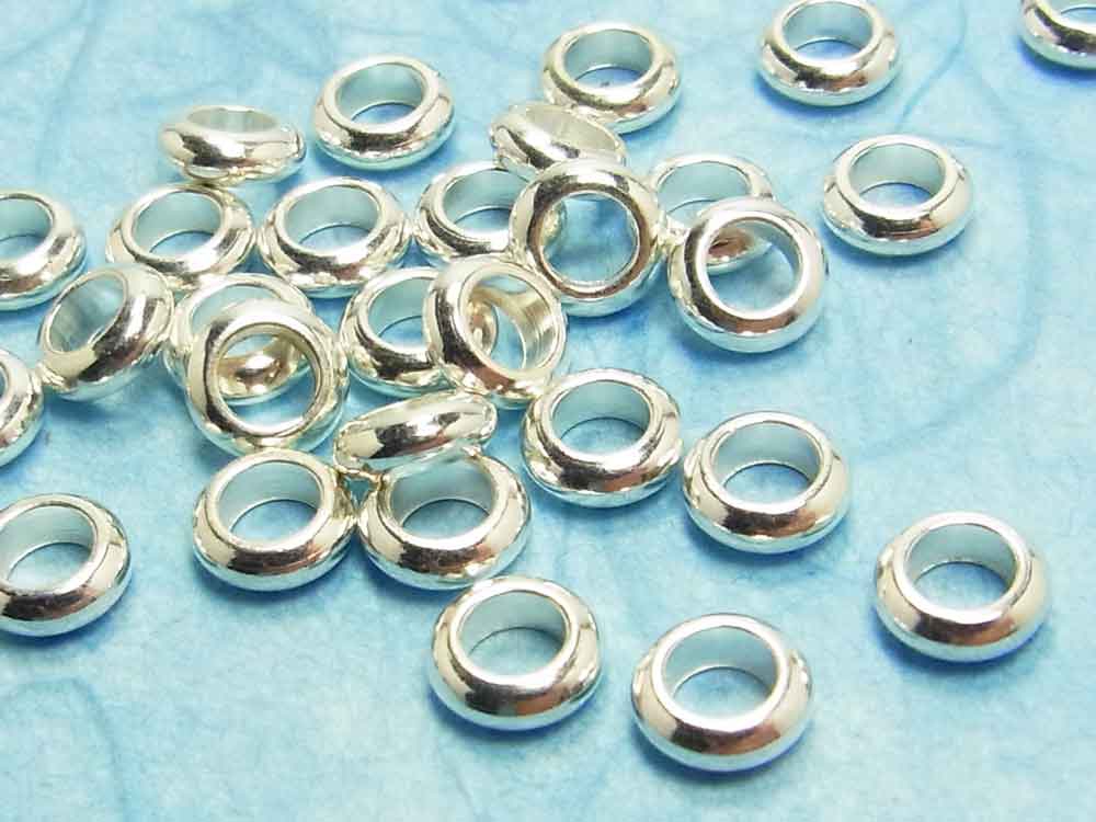 Bild 1 von 20 x Metallperle, kleiner Ring, 6 x 3,5 mm, versilbert