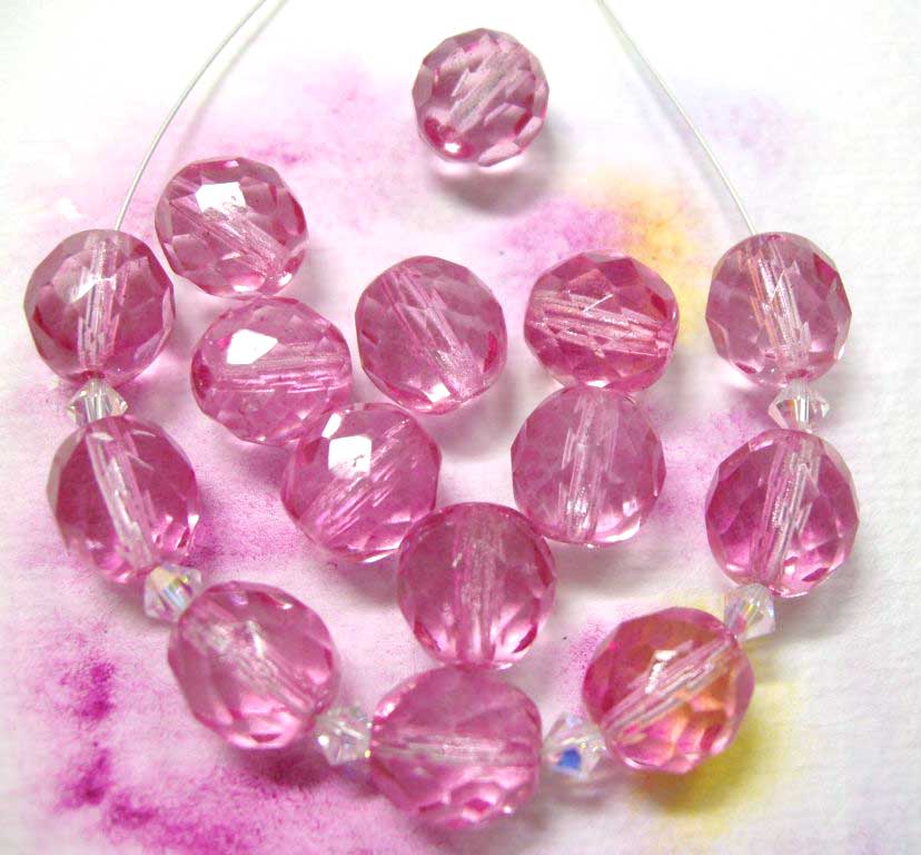 Bild 1 von 20 x Böhmische Glasschliffperlen, 10 mm,  pink