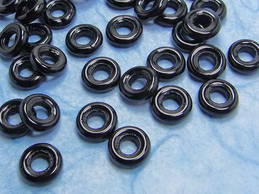Bild 1 von 50 x Böhmische Glasperlen, Ringe, 9 mm, schwarz