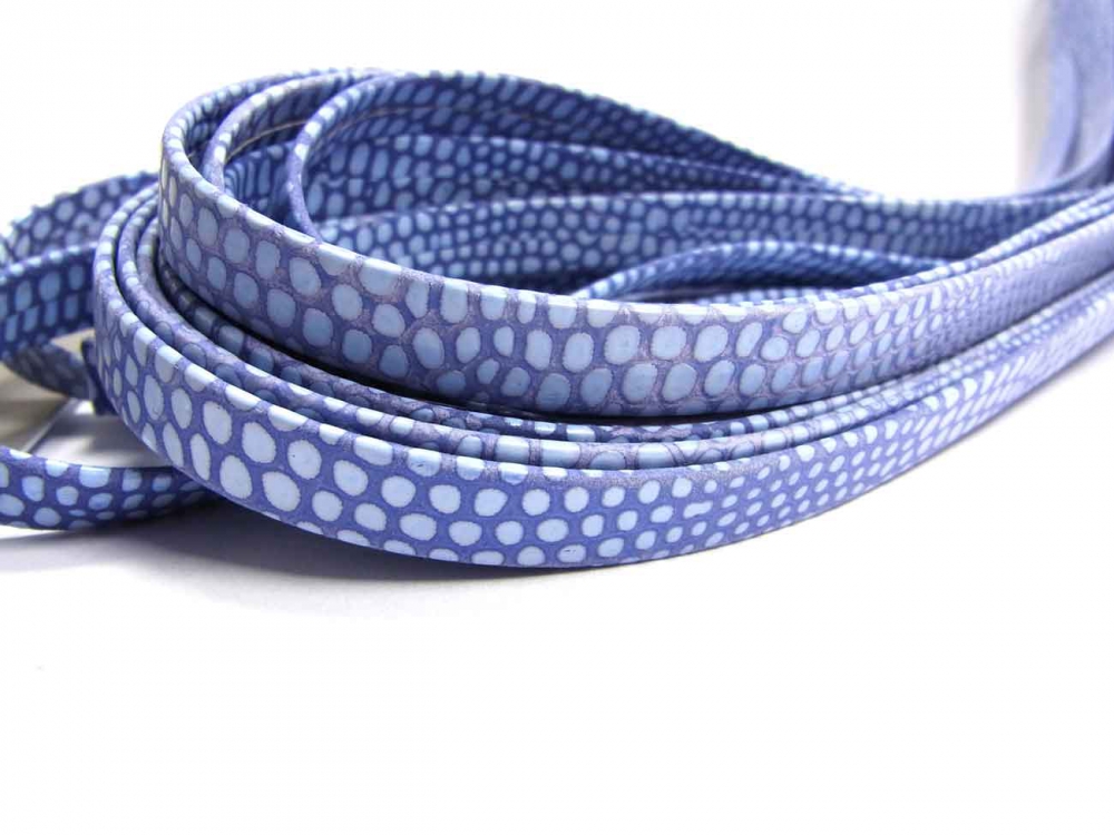 Bild 1 von 20 cm Lederband, Nappaleder, Snake print, 10 mm breit, pastell blau, 20 cm