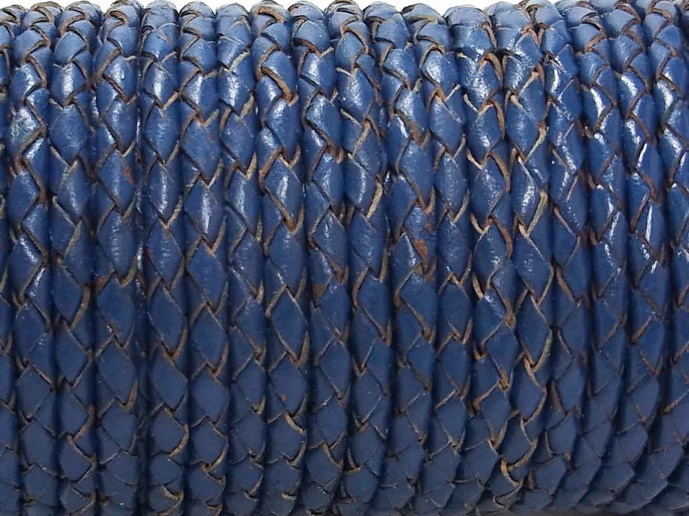 Bild 1 von 1 Meter Geflochtenes Lederband, 3 mm, dunkelblau