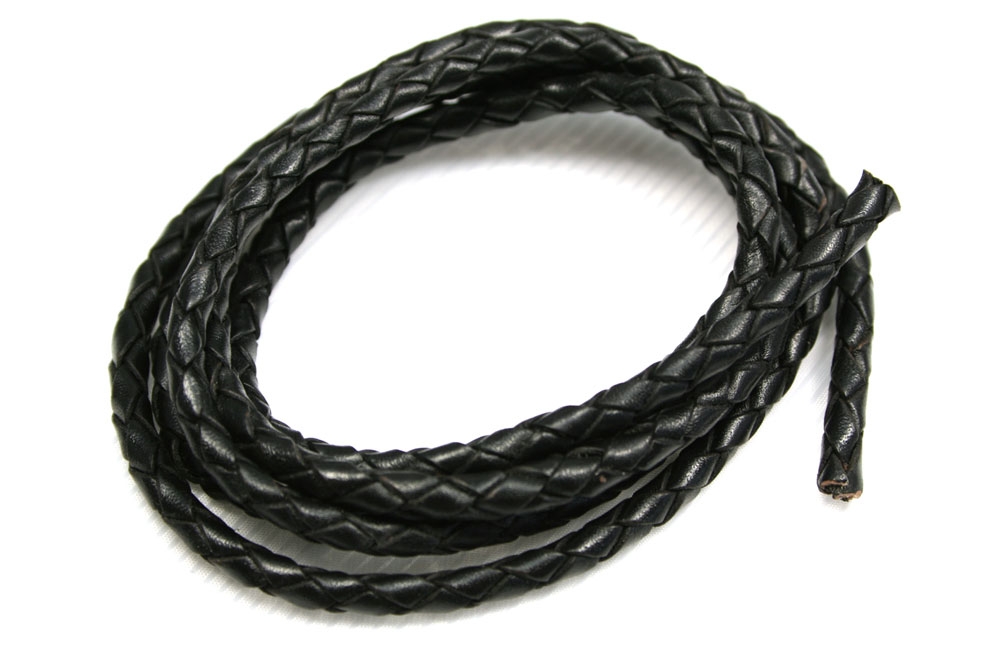 Bild 1 von 1 Meter Geflochtenes Lederband, 3 mm, schwarz