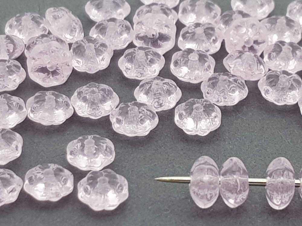 Bild 1 von 100 x Böhmische Glasperlen, Blümchen, 6 x 3 mm, zart rosa