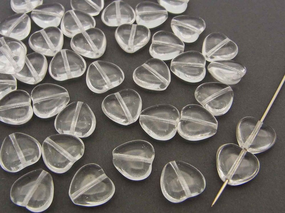 Bild 1 von 40 x Böhmische Glasperlen, Herzen, 10 mm, kristall