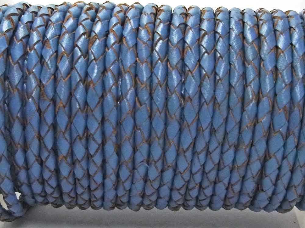Bild 1 von 1 Meter Geflochtenes Lederband, 4 mm, blau