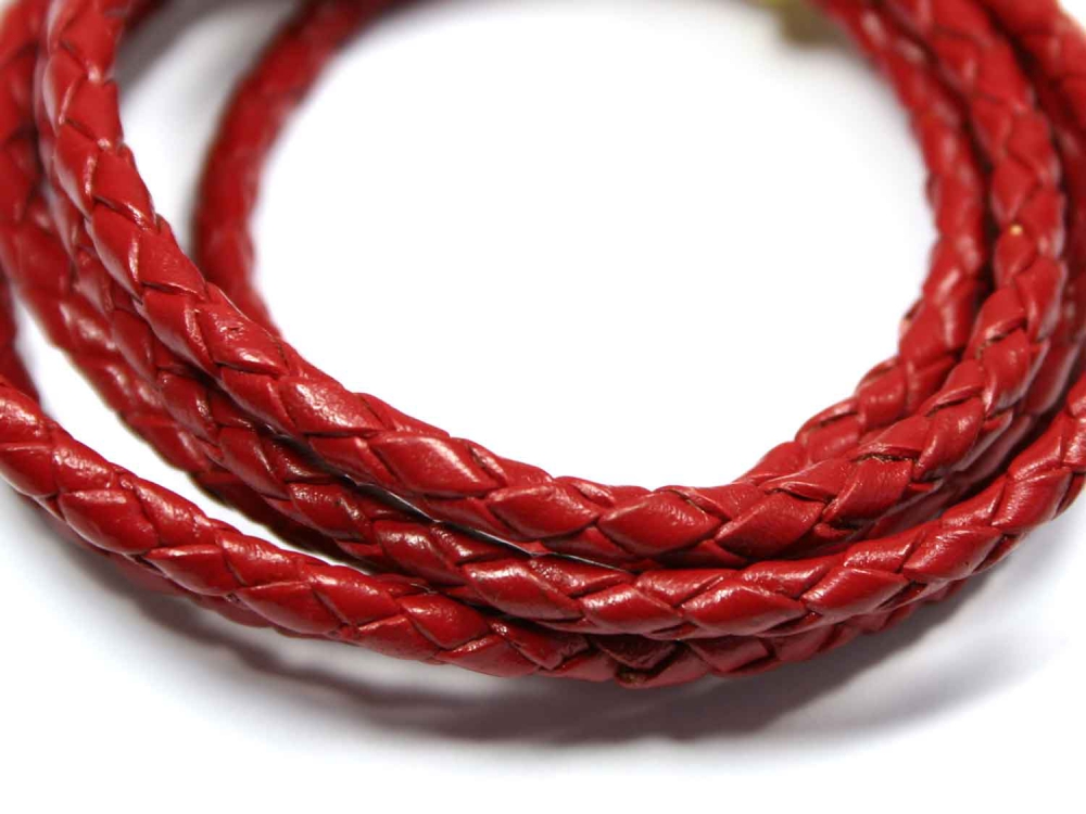 Bild 1 von 1 Meter Geflochtenes Lederband, 4 mm, rot