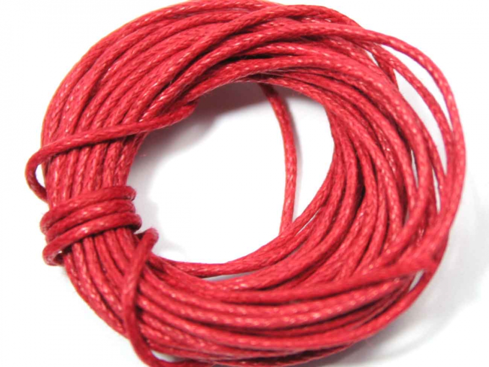 Bild 1 von 10 Meter Gewachstes Baumwollband, Ø 1 mm, rot