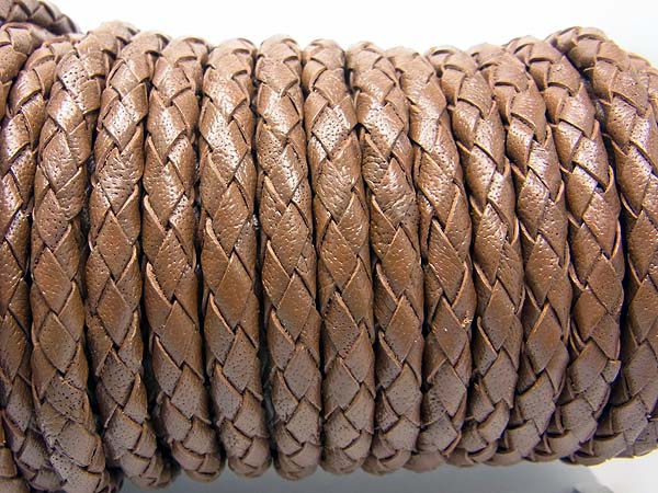 Bild 1 von 1 Meter geflochtenes Lederband, 4 mm, braun