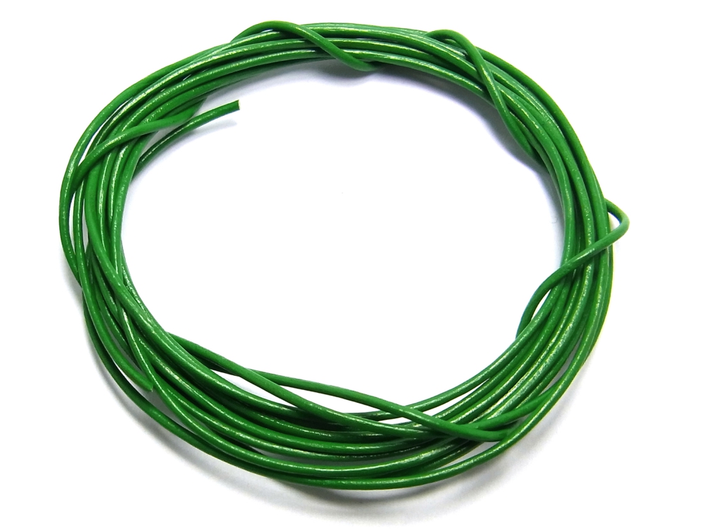 Lederband 1 Meter dunkelgrün ca 1,5 mm für Ketten Ziegenrundriemen 