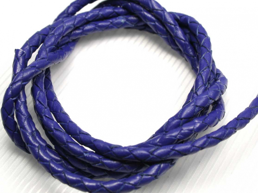 Bild 1 von 1 Meter Geflochtenes Lederband, 3 mm, dunkel violett