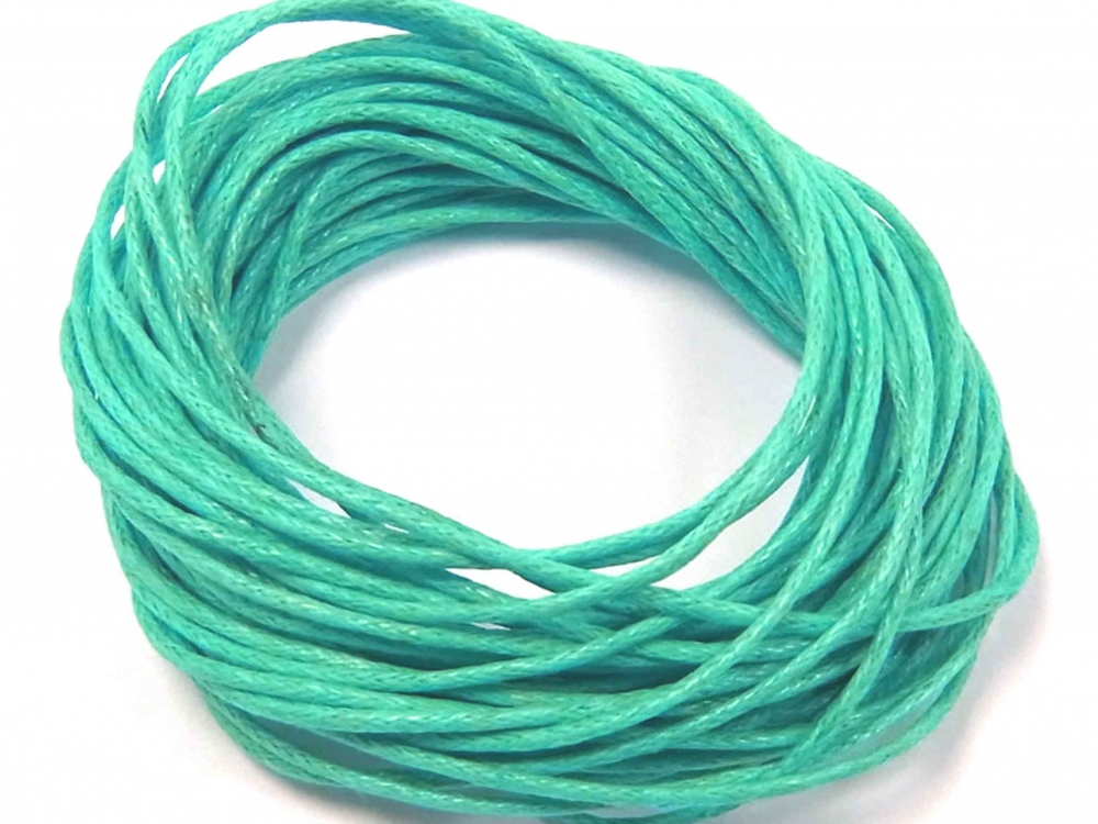 Bild 1 von 10 Meter Gewachstes Baumwollband, Ø 1 mm, türkisgrün