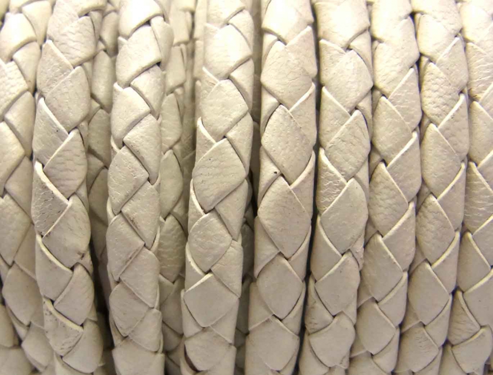 Bild 1 von 1 Meter Geflochtenes Lederband, 5 mm, weiß
