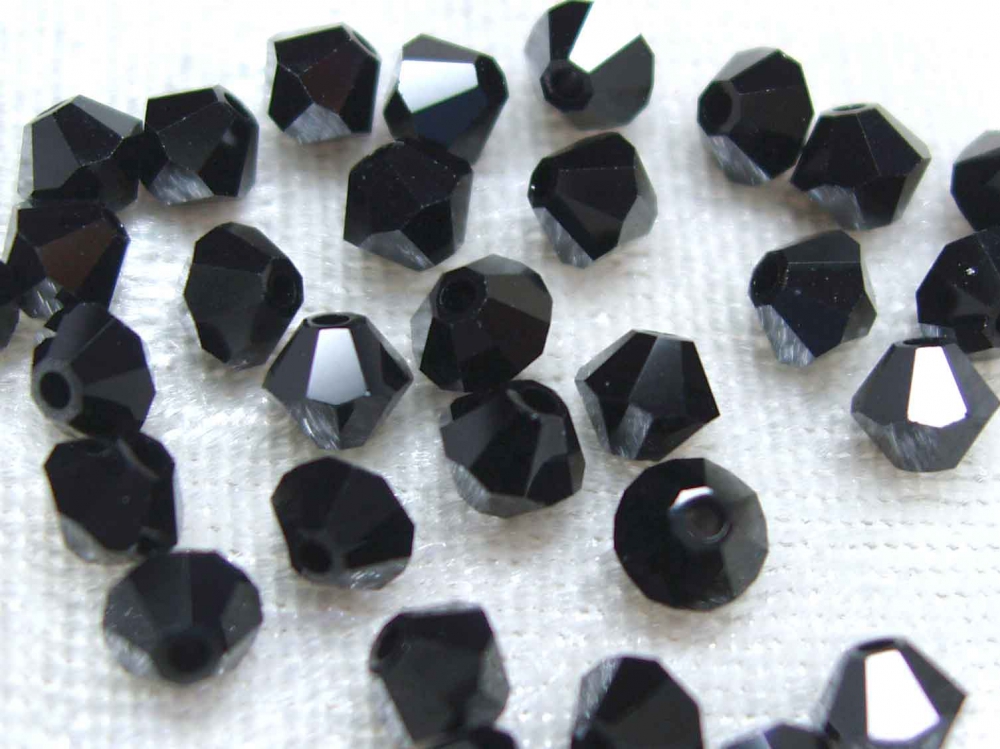 Bild 1 von 20 x Swarovski Elements, bicone, 4 mm, schwarz (jet)