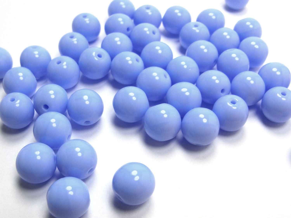 Bild 1 von 20 x Böhmische Glasperlen, Kugeln, 8 mm, blau opak