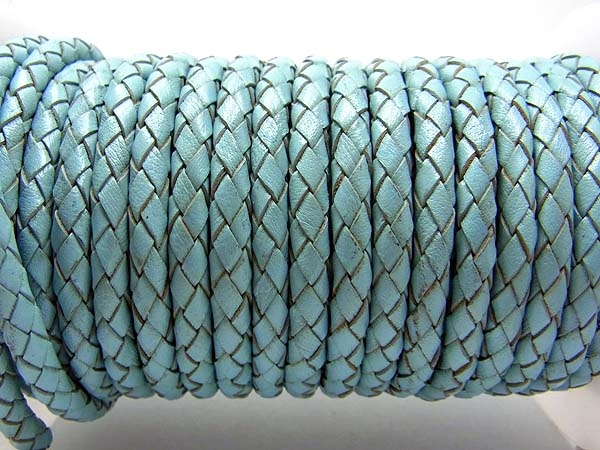Bild 1 von 1 Meter Geflochtenes Lederband, 4 mm, hellblau