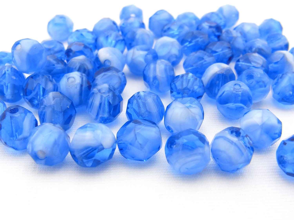 8 mm blau; *2960 20 x Böhmische Glasperlen 