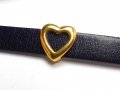 Bild 3 von Metallperle, Schiebeperle, Slider für 10 mm breites Band, vergoldet, Herz