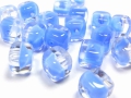 25 x Böhmische Glasperlen, Würfel, 8 x 8 mm, kristall-blau