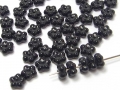 100 x Böhmische Glasperlen, kleine Blümchen, 7 x 3 mm, schwarz