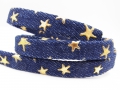 1 m Jeansband, 10 mm breit, blau mit Sternen