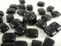 50 x Böhmische Glasperlen, Kissen, 11 x 8 mm, schwarz