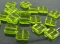 20 x Böhmische Glasperlen, Quadrat, 10 mm, grün
