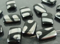 10 x Böhmische Glasperlen, Rechteck, 19 x 12 mm, schwarz-silber