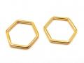 2 x Metallanhänger, Hexagon, 16 x 14 mm, vergoldet