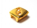 Bild 2 von Metallperle, Slider, Schiebeperle für 10 mm breites Band, Quadrat mit Fisch, vergoldet