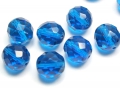 10 x Böhmische Glasschliffperlen, 12 mm, capri blue