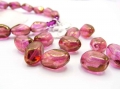 6 x Böhmische Glasperlen, 13 x8 mm, fuchsia, mit funkelndem Lüsterschimmer