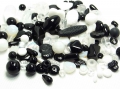 100 g böhmische Glasperlen Mischung, PINGUIN, schwarz, weiß, kristall