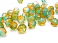 40 x Böhmische Glasschliffperle, 6 mm, Farbverlauf grün-topas
